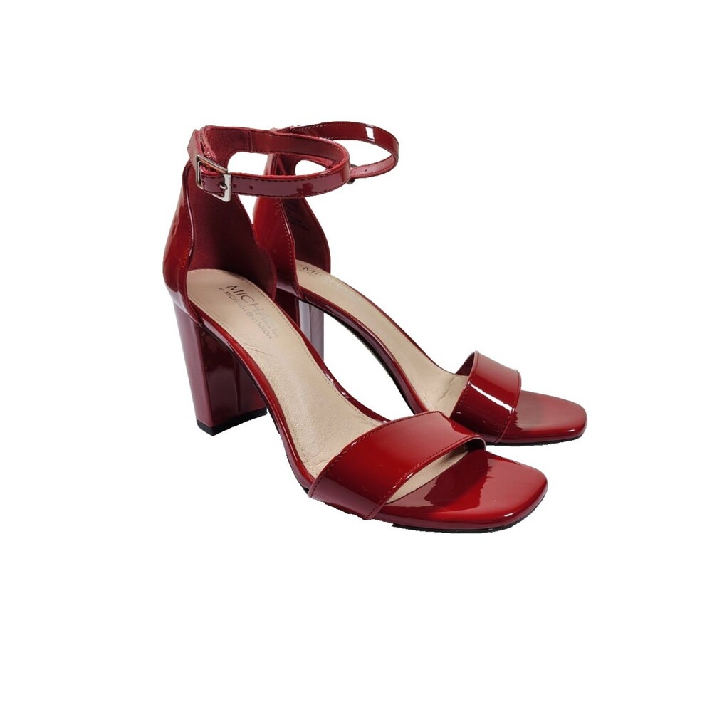 Michael By Michael Shannon Womens 8.5 Red Stella Ankle Strap 3.5" High Heel